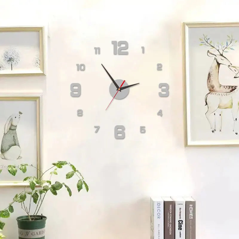 3D Frameless DIY Wall Clock | Large Wall Sticker Clock | Modern Living Room & Office Wall Decor
