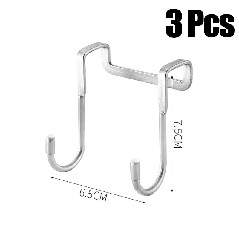 Stainless Steel Double S-Shaped Door Hanger Hooks | Over Door Storage Organizer for Bathroom, Kitchen & Closet | Hooks Only. Towels and Accessories are Not Included