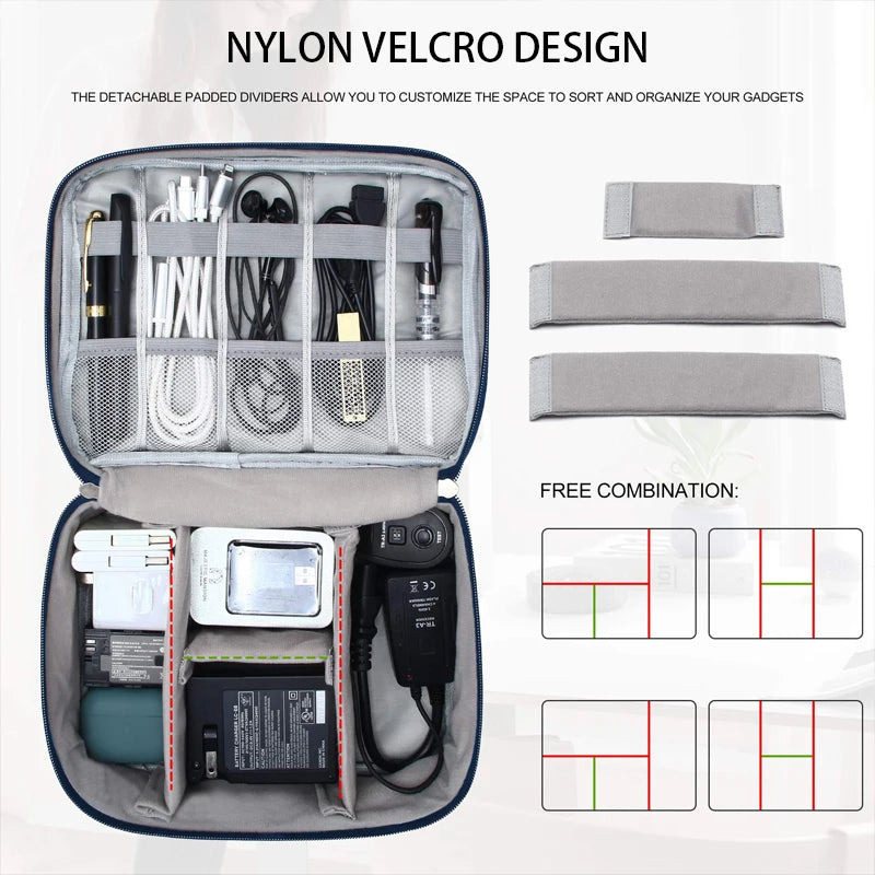 Travel Cable Organizer Bag | Waterproof Electronic Accessories Case for Chargers, USB Cables & Tech Storage
