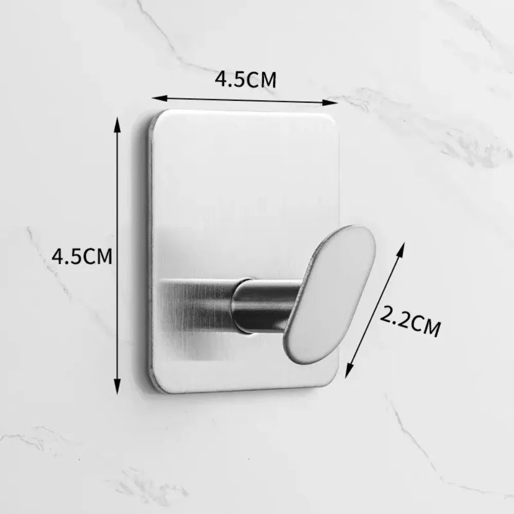 3PCS Stainless Steel Adhesive Wall Hooks | Rustproof No-Drill Hooks | Heavy Duty Home Organizer