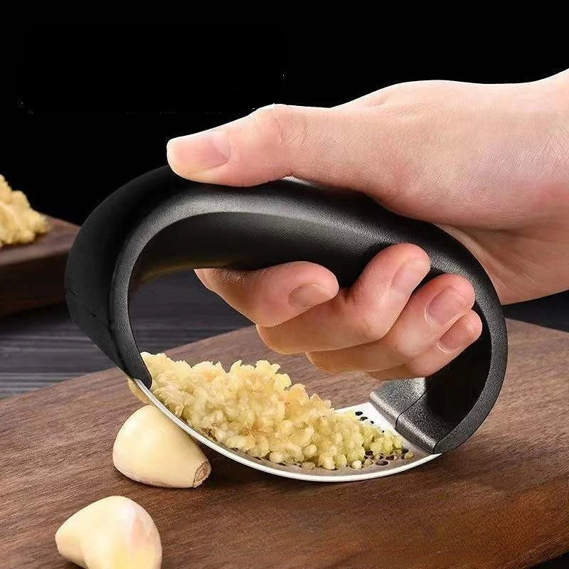 Stainless Steel Garlic Press Crusher | Manual Garlic Mincer & Chopper Tool | Kitchen Gadget