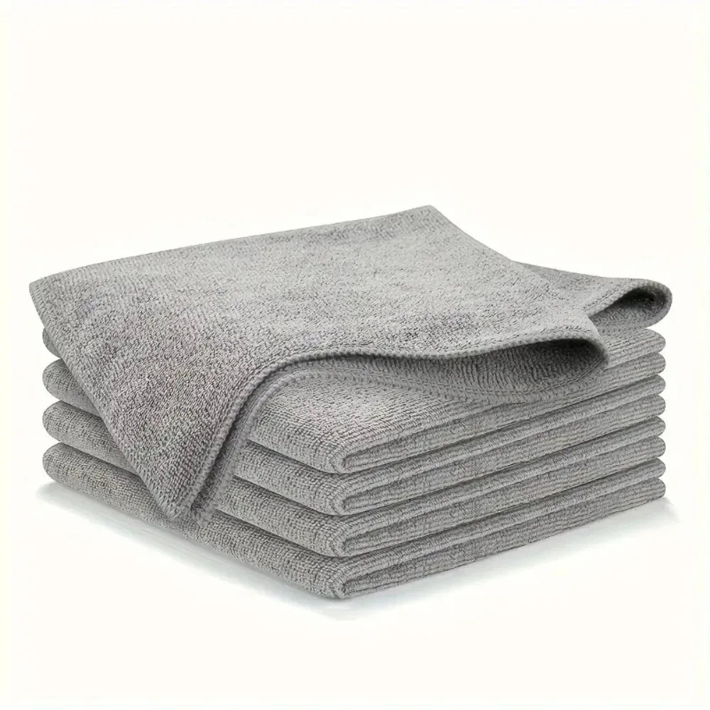 Microfiber Cleaning Cloth Set | Soft Reusable Gray Dish & Kitchen Cleaning Towels | Streak-Free Multipurpose Cleaning Rags