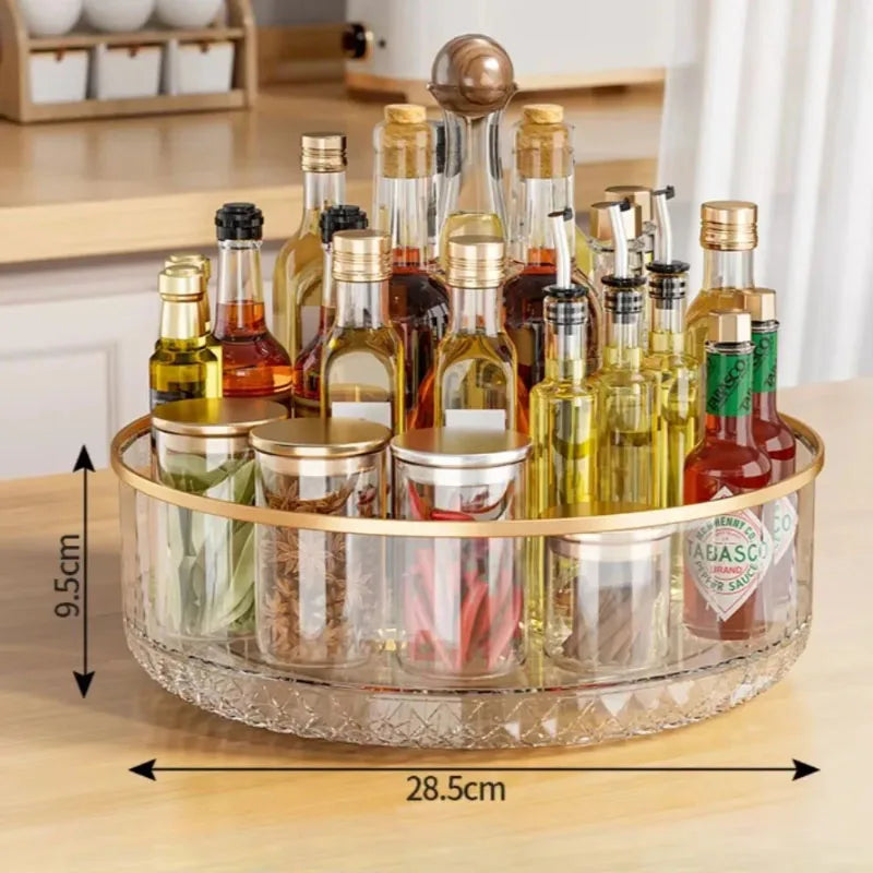 360° Rotating Spice Rack Organizer | Clear Lazy Susan Turntable for Kitchen Cabinets & Pantry | Countertop Seasoning Organizer