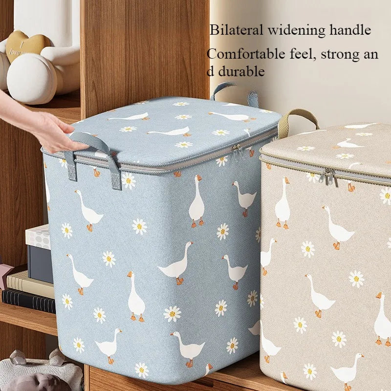 Foldable Storage Bag with Zipper & Handles | Goose & Daisy Clothing and Linen Organizer | Closet & Home Storage