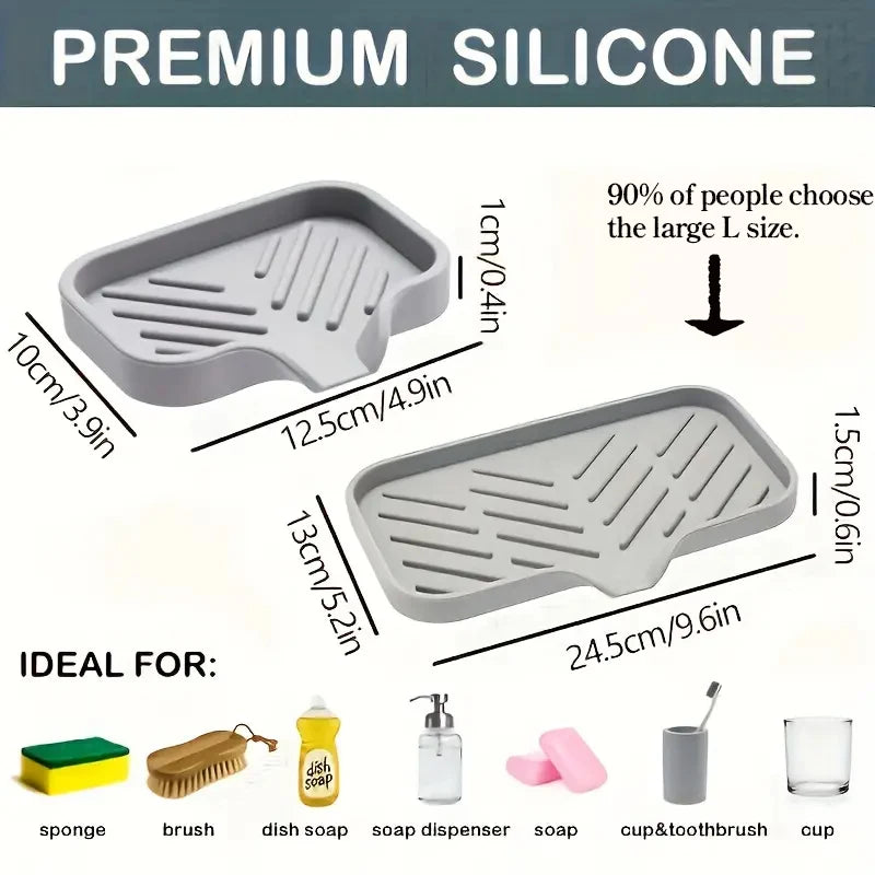Soap and Sponge Holder | Kitchen and Bathroom Countertop Sink Drying Organizer Mat