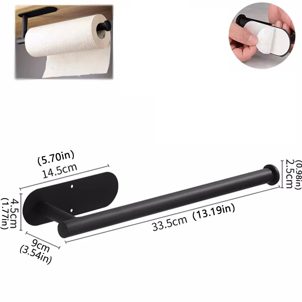 Self-Adhesive Paper Towel Holder | Wall Mount Kitchen Paper Towel Rack | No-Drill Towel & Toilet Paper Holder for Bathroom
