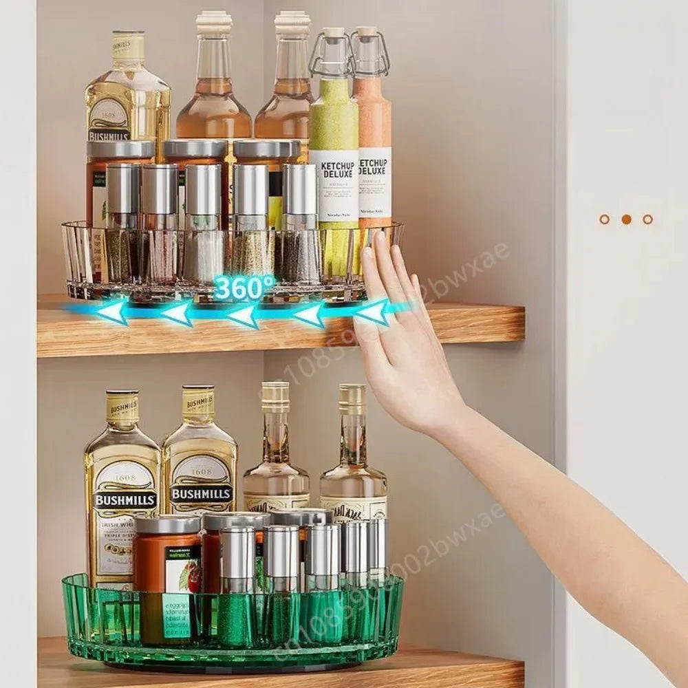 360° Rotating Spice Rack Organizer | Clear Lazy Susan Turntable for Kitchen Cabinets & Pantry | Countertop Seasoning Organizer
