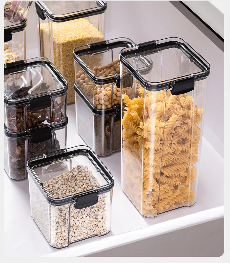 1-5PCS Airtight Food Storage Containers | Moisture-Proof Kitchen Storage Jars | Stackable Pantry Organizer | Clear Plastic Food Storage Containers